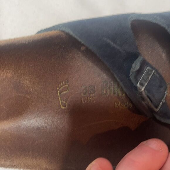 Birkenstock Florida Three-Strap Navy Leather Sandal Shoes. Size 38 (7/7.5). - Picture 4 of 7